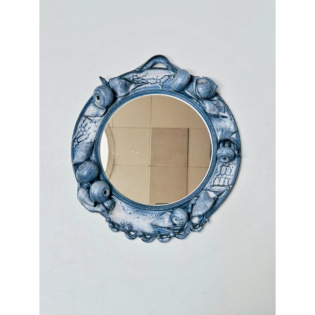 Round Ceramic Wall Mirror with Sculpted Fruit Shapes by Ulli Wittich-Großkurth, Germany, 1970s For Sale - Image 15 of 15