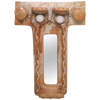 Michael Cohen Studio Pottery Lighted Hall Mirror, Circa 1970s For Sale