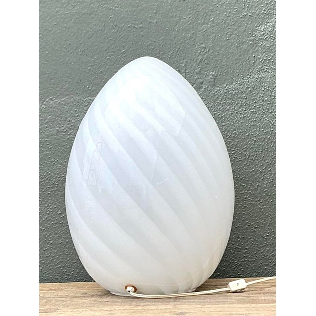 Glass Vintage Italian Swirl Glass Egg Lamp After Murano For Sale - Image 7 of 12