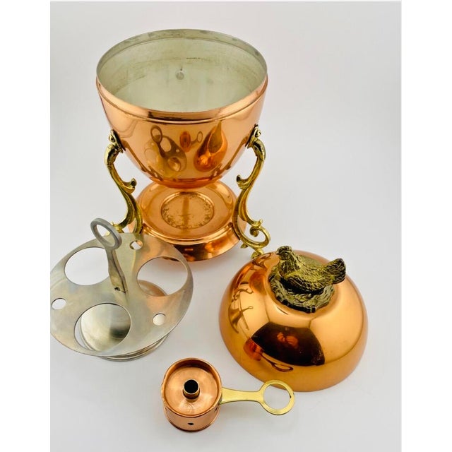 Copper Vintage Tagus Portugal Copper Egg Coddler Complete With Chicken Finial For Sale - Image 8 of 18