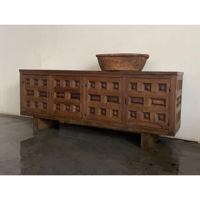 1960s Spanish Pine Brutalist Sideboard, 1960s For Sale - Image 5 of 7