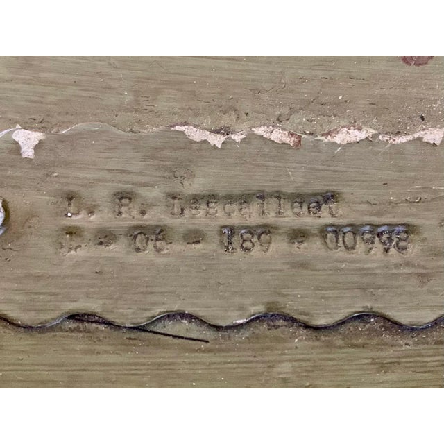 Vintage Repurposed Metal & Wood Military Box - Green Floral Box of Drawers Signed For Sale - Image 4 of 11