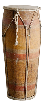 Decorative Tribal Drum in Wood and Hide, 1890s