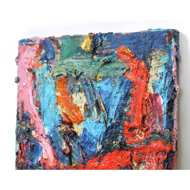 Abstract Expressionism Heavy Impasto Modernist Colorful Oil Painting For Sale - Image 3 of 6