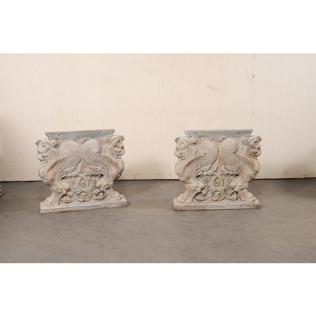 French Early 20th Century French Antique "Griffin" Pedestal Consoles - A Pair For Sale - Image 3 of 11