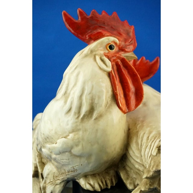 Large 20th Century Sculpture of a Pair of Roosters in Stoneware Ceramic by Guido Cacciapuoti, Italy For Sale - Image 12 of 18