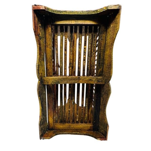 Vintage 80s Bamboo & Rattan Magazine Rack | Mid-Century Boho Decor | Record Holder | Natural Wood Storage Basket For Sale - Image 13 of 13