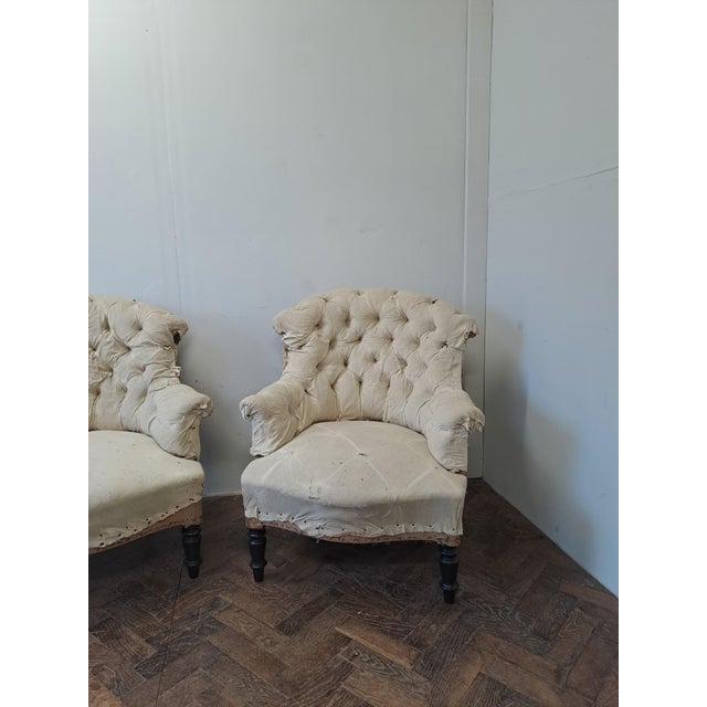 Napoleon III Upholstered Armchairs, 1880s, Set of 2 For Sale - Image 4 of 7