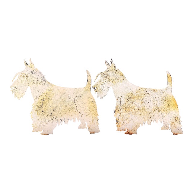 1980s 2 Metal Scottish Terrier Dog Sculptures For Sale