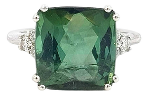 Natural Tourmaline Diamond Ring 7 14k WG 8.27 TCW Certified