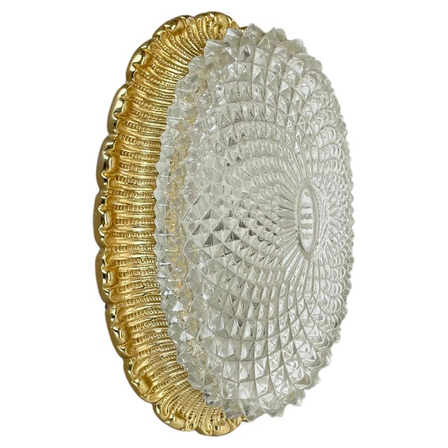 Gold Tone Glass Wall Light attributed to Glashütte Limburg, 1970s For Sale - Image 17 of 17
