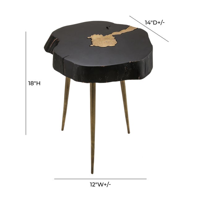 Timber Black & Brass Side Table For Sale - Image 4 of 6