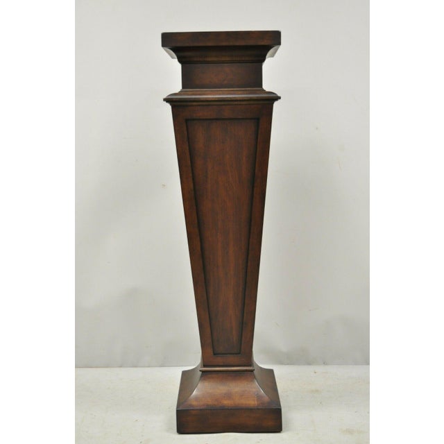 Ethan Allen Mahogany Finish Fiberglass Tall Pedestal Plant Stand Chairish