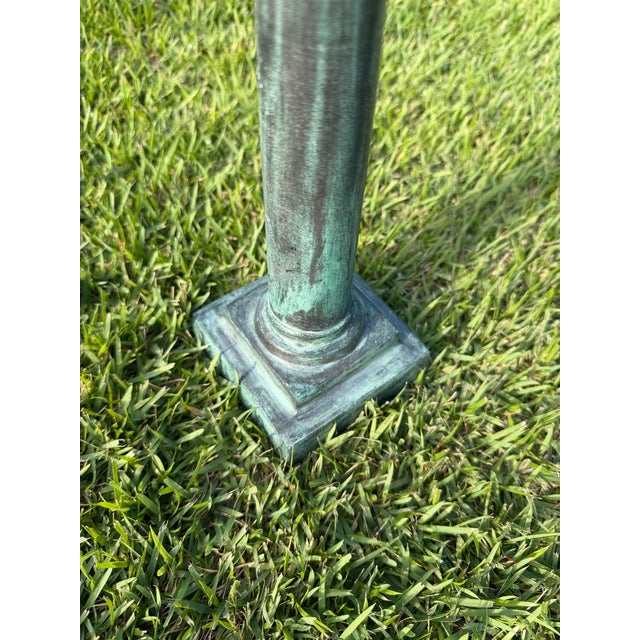 Vintage Maitland-Smith Verdigris Corinthian Column Candleholders, a Pair For Sale - Image 11 of 12