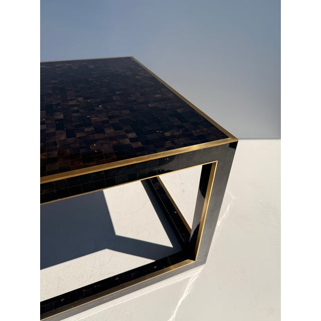 Metal 1980s Tessellated Horn and Brass Coffee Table For Sale - Image 7 of 12