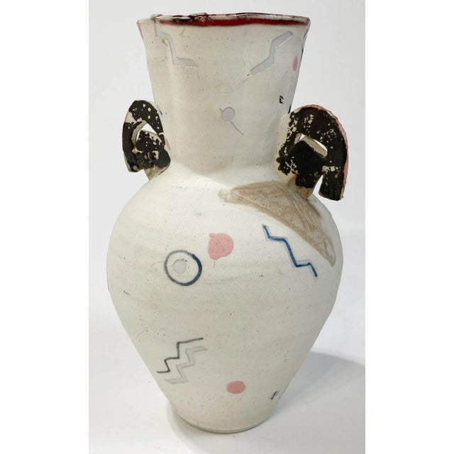 Abstract Vintage Hand-Painted Pottery Urn* For Sale - Image 3 of 12