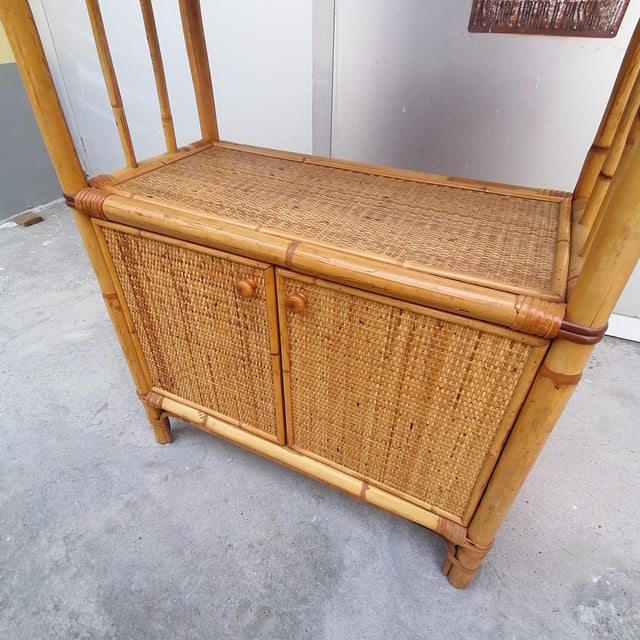 Bamboo and Wicker Bookcase, 1970s For Sale - Image 8 of 11