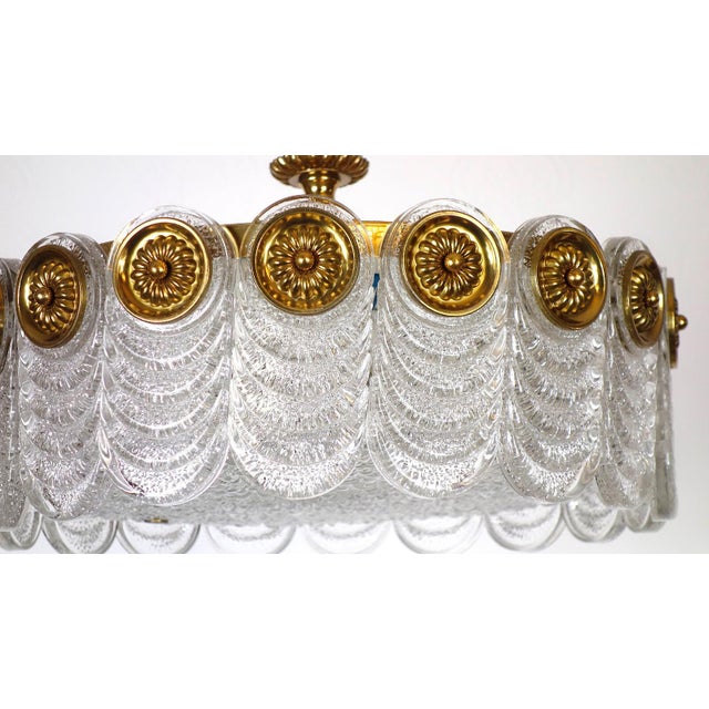 Gold Brass and Glass 4-Light Chandelier from Kaiser-Leuchten, 1940s For Sale - Image 8 of 10