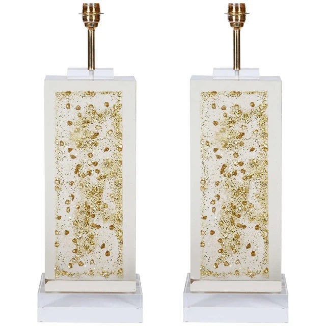 Table Lamps with Golden Inclusion from Romeo Paris, 1970s, Set of 2 For Sale - Image 11 of 11