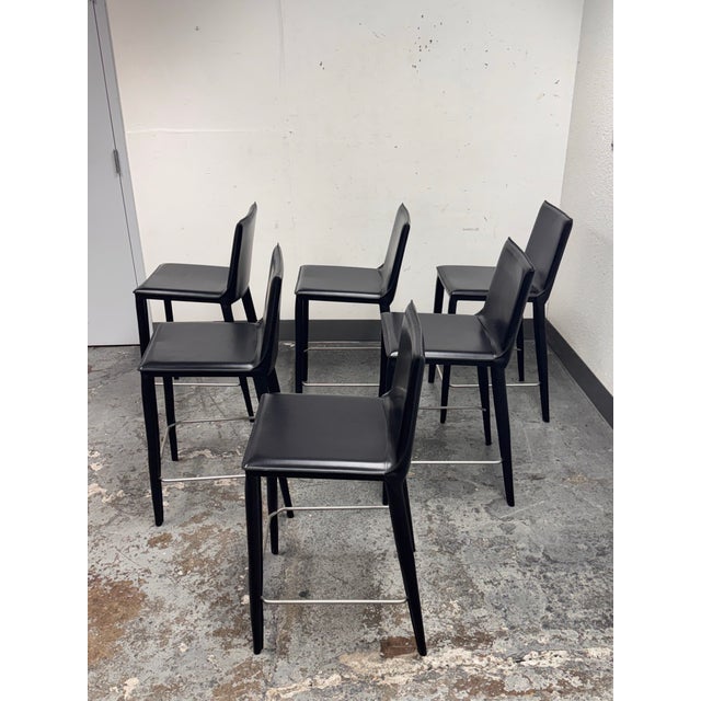 Frag for Design Within Reach Bottega Leather Counter Stools, Set of Six For Sale In San Francisco - Image 6 of 12