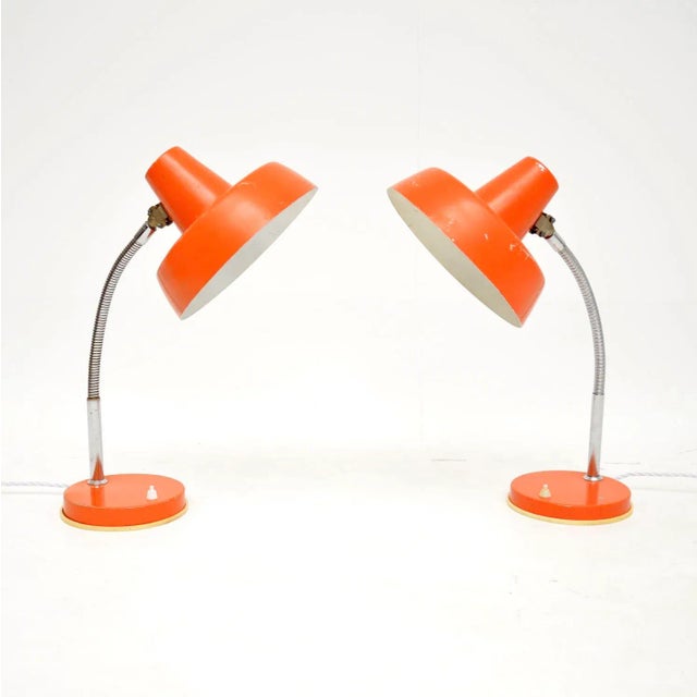 A superb pair of vintage table lamps, beautifully finished in orange. They were made in Germany, and they date from the...