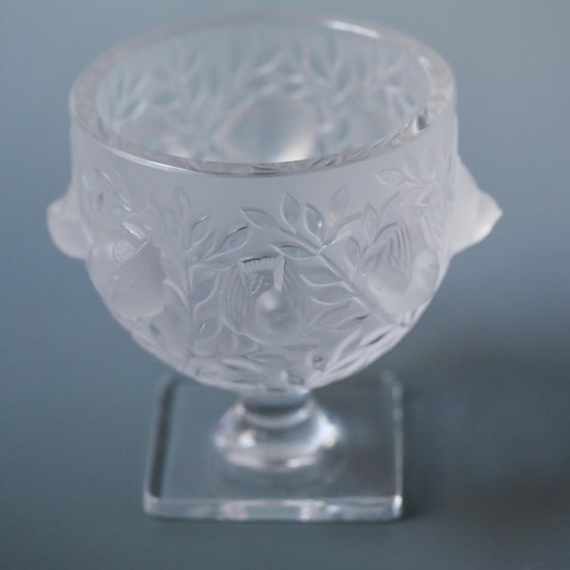 1970s Signed Lalique France Elizabeth Frosted Crystal Vase For Sale - Image 9 of 11