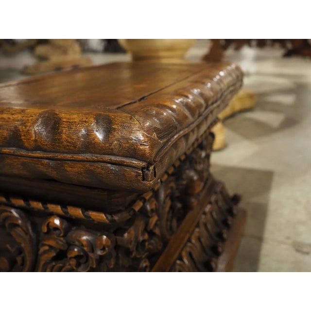 17th Century Oak Carved Socle Pedestal From Northern Italy For Sale - Image 12 of 17
