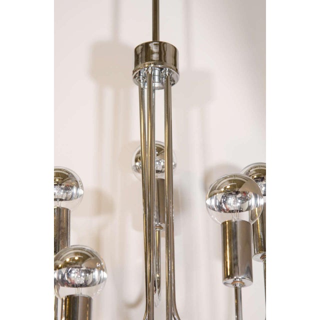 Mid-Century Modern Gaetano Sciolari Style Chrome 5-Branch Chandelier For Sale - Image 3 of 6