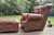 Cigar Leather Restoration Hardware Chair & Coordinating Ottoman, a Pair For Sale - Image 10 of 18