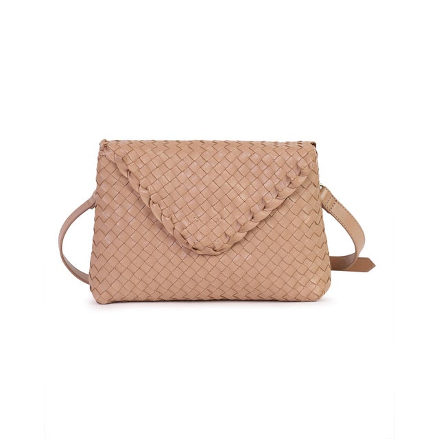 Rafe Jamie Woven Leather Envelop Clutch in BArley For Sale In New York - Image 6 of 6