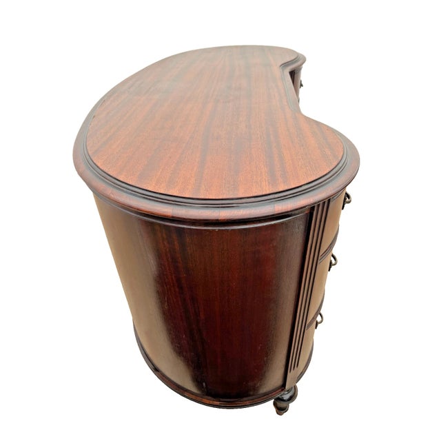 Antique Victorian Desk Kidney Shaped Vanity Seven Dovetail Drawers Mahogany For Sale - Image 4 of 13