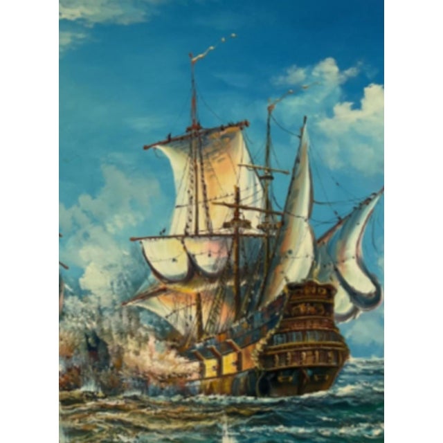 J. Harvey Oil on Canvas of a 18th Century Ship Battle For Sale - Image 4 of 7