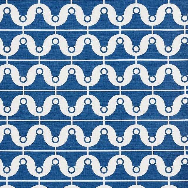 Sample - Schumacher X Studio Bon London Bridge Fabric in Blue For Sale