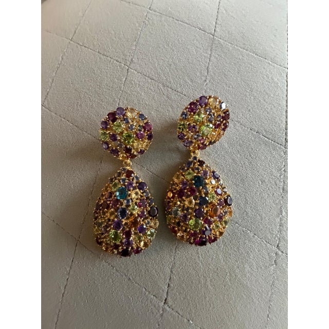 Bochic “Orient” Vintage Citrine & Amethyst Earrings Set 18K Gold & Silver For Sale - Image 14 of 14