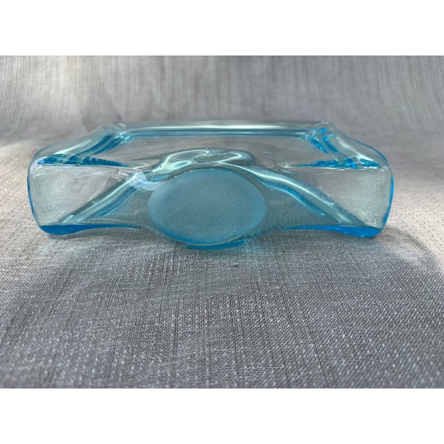 Vintage Folded Blue Art Glass Napkin Holder For Sale - Image 10 of 12