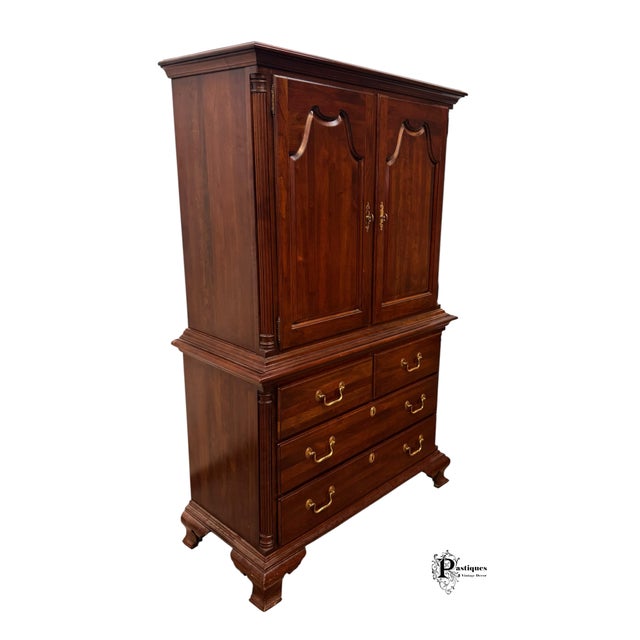 Brown Vintage Jamestown Sterling Chippendale Style Mahogany Armoire For Sale - Image 8 of 12