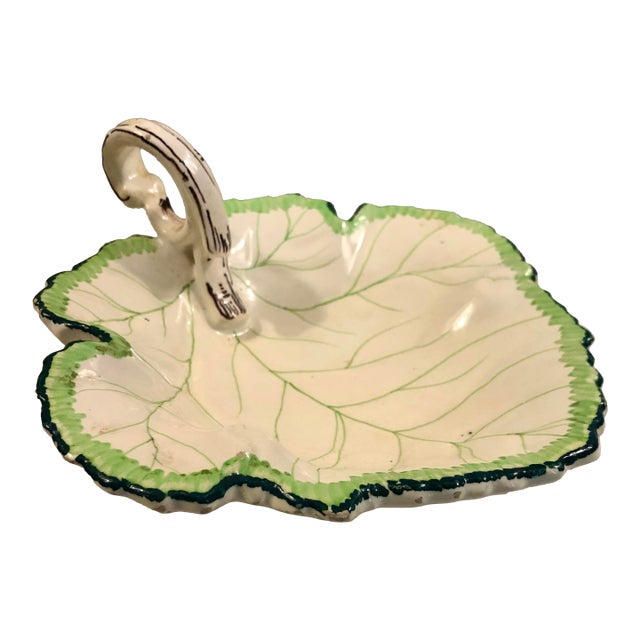 Majolica Leaf Decorative Bowl From Spain For Sale