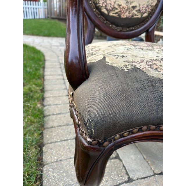 Antique Parlor Tapestry Armchair For Sale - Image 4 of 9