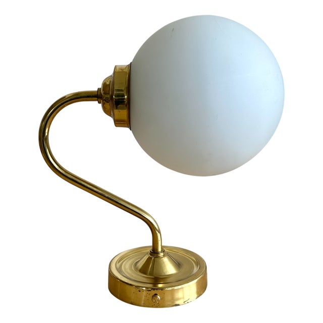 Hungarian Industrial Brass Wall Light with Milk Glass Shade, 1970s For Sale