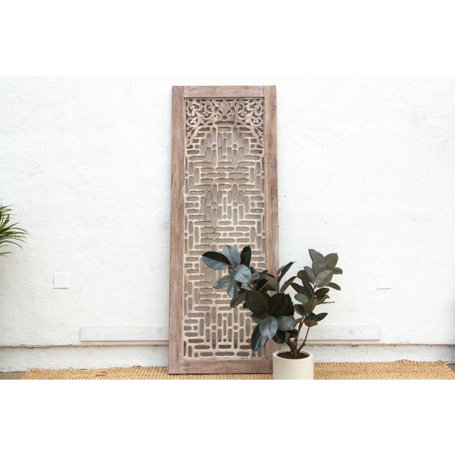 Temple Lattice Whitewash Teak Indian Door For Sale - Image 9 of 9