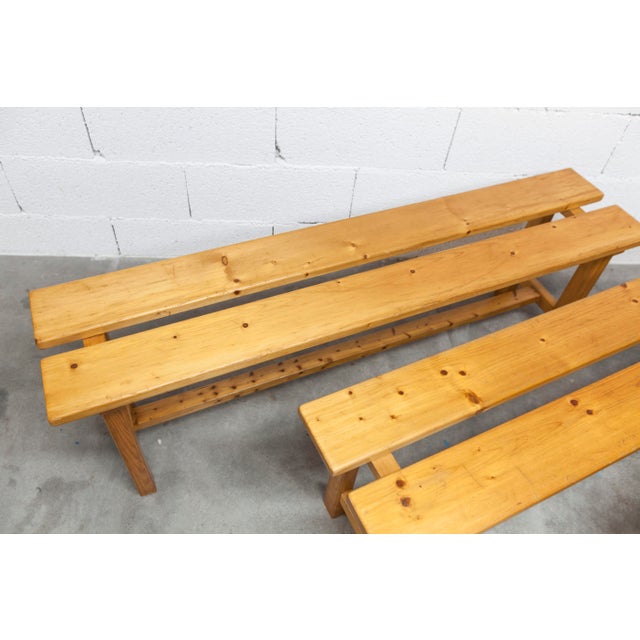 Vintage Benches and Stools in Mountain Pine, 1970, Set of 4 For Sale - Image 4 of 18