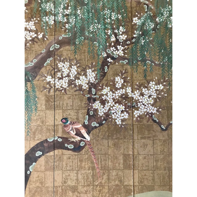 Paint Robert Crowder (1911-2010) American, Nihonga Style Folding Screen For Sale - Image 7 of 13