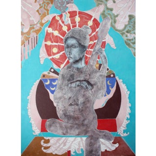 Sax Berlin Musical Emanations Contemporary figurative oil & goldleaf painting by Sax Berlin 2017 For Sale