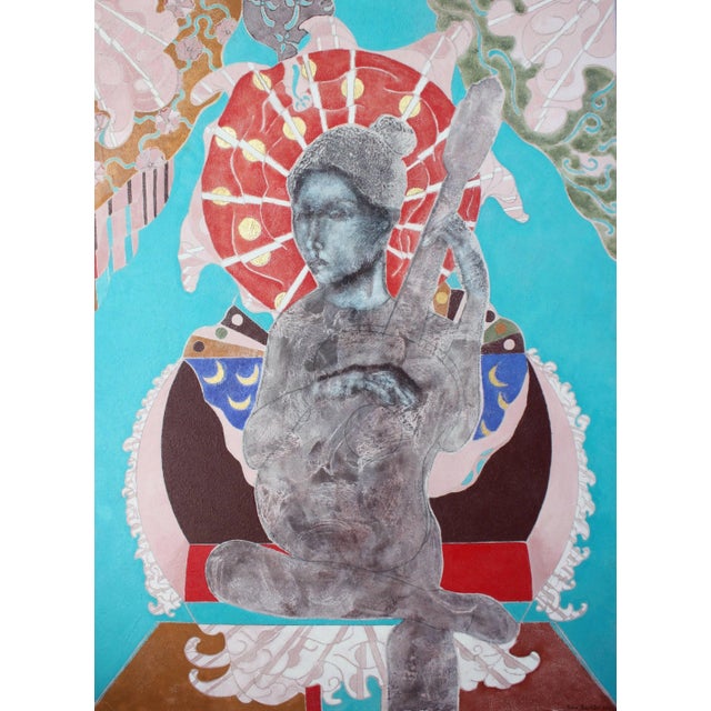 Sax Berlin Musical Emanations Contemporary figurative oil & goldleaf painting by Sax Berlin 2017 For Sale