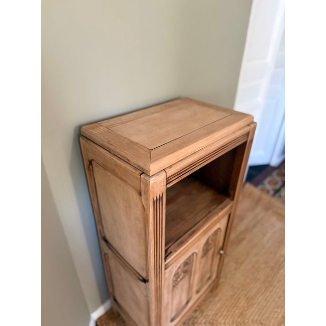 French Art Deco Carved Walnut Pedestal Cabinet, 1930s For Sale - Image 4 of 17