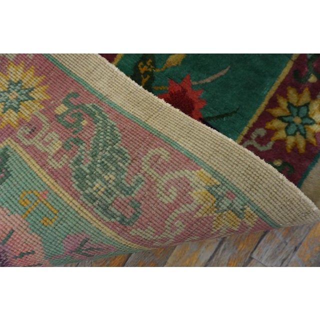 1920s Ivory Green Floral Modern Antique Chinese Art Deco Rug 9'2" X 11'7" Handknotted Wool Carpet For Sale - Image 12 of 15