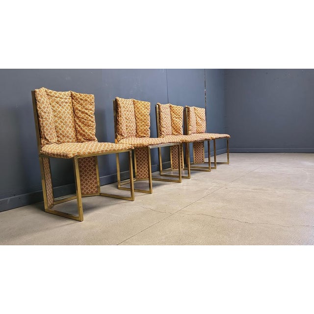 N. 6 Chairs in Brass Metal and Wicker from Mario Sabot, 1970s, Set of 4 For Sale - Image 8 of 13