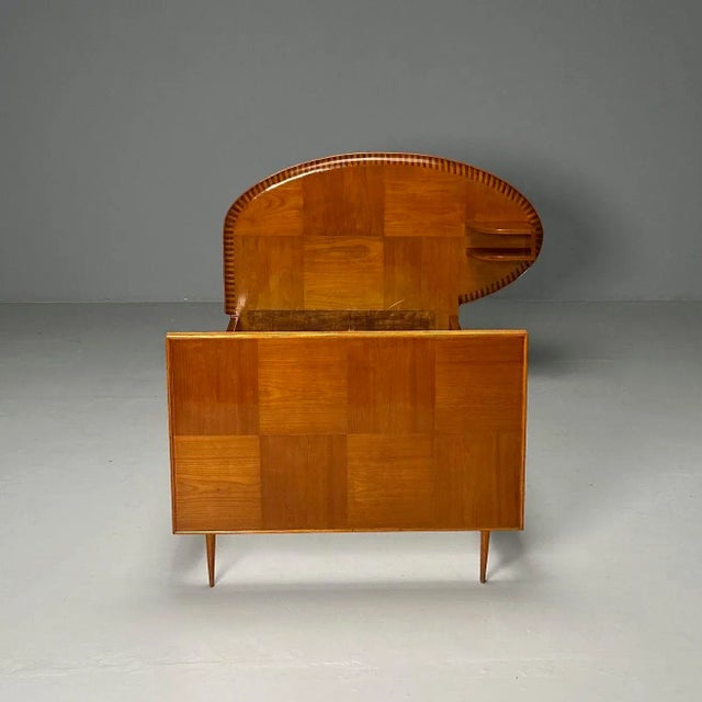 Mid-Century Modern Italian Mid-Century Modern, Twin Bed With Shelf, Marquetry, Italy, 1950s For Sale - Image 3 of 9