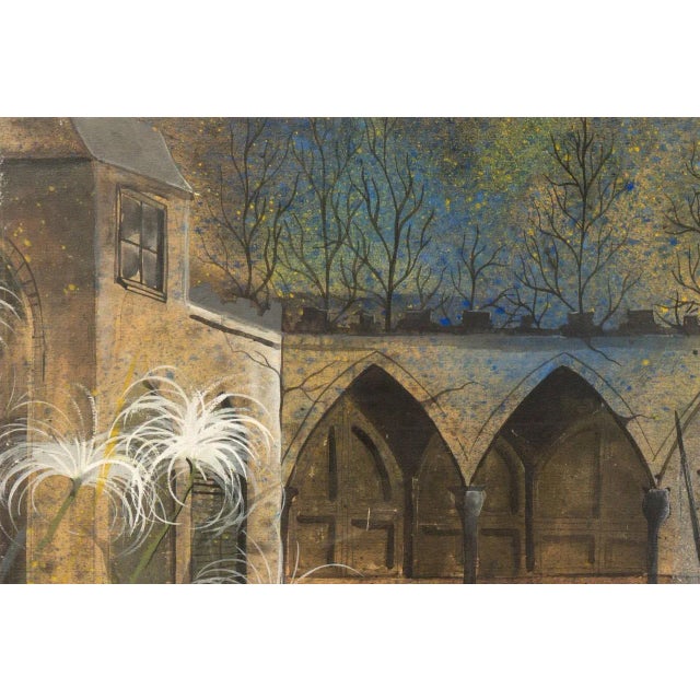 Signed lower right 'Roger A. Flynn', dated 1956 and titled 'Cairo.' A Mid-Century gouache showing a view of ther moonlit...