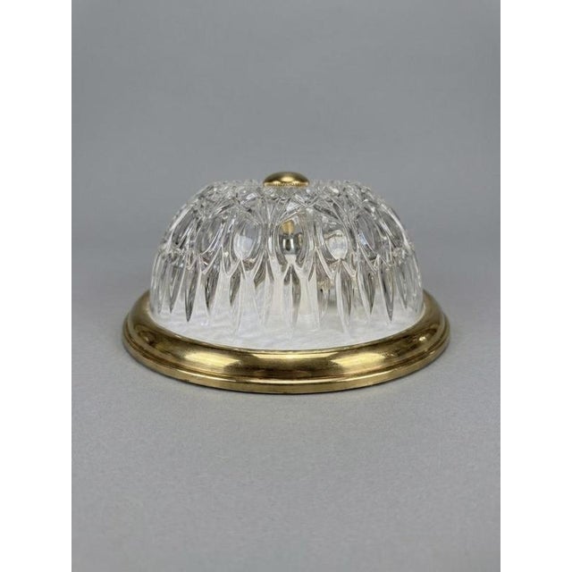 Mid-Century Modern Glass and Brass Flush Mount Light, 1960s For Sale - Image 4 of 5